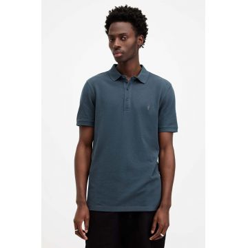 AllSaints tricou polo REFORM SS barbati, culoarea negru, neted, MD051H