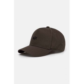 Armani Exchange șapcă de baseball din bumbac culoarea verde, cu imprimeu