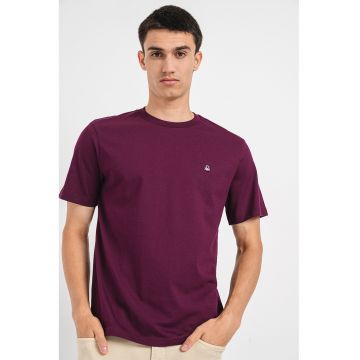 Tricou regular fit cu decolteu la baza gatului