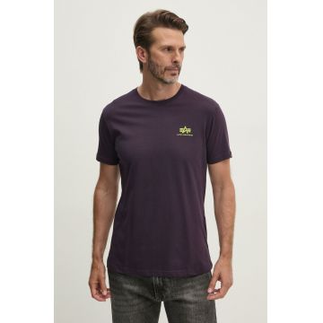 Alpha Industries tricou din bumbac Backprint T culoarea violet, cu imprimeu