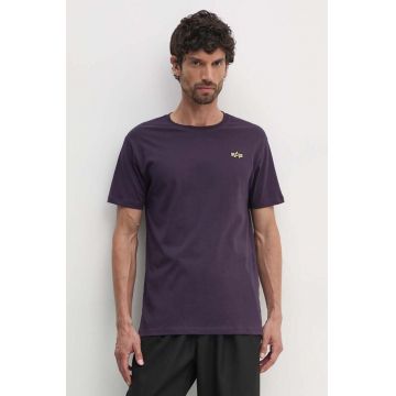 Alpha Industries tricou din bumbac barbati, culoarea violet, cu imprimeu, 148511