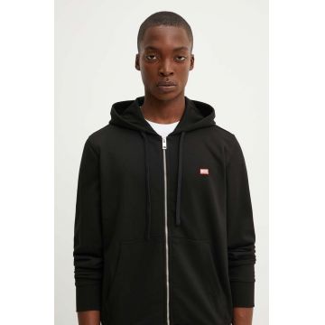 Diesel bluza S-GINN-HOOD-ZIP-K13 barbati, culoarea negru, cu glugă, cu imprimeu, A14833.0HAYT