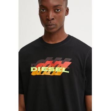 Diesel tricou din bumbac T-ADJUST-K5 barbati, culoarea negru, cu imprimeu, A14824.0GRAI