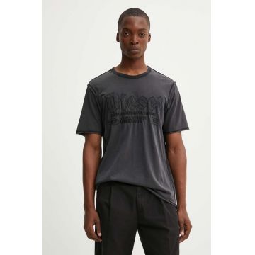 Diesel tricou din bumbac T-RAWJUST barbati, culoarea gri, cu imprimeu, A14016.0KMAH