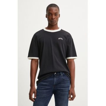 Hollister Co. tricou din bumbac barbati, culoarea negru, cu imprimeu, KI323-4041