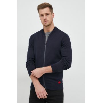 HUGO cardigan din bumbac bărbați, culoarea bleumarin 50474809