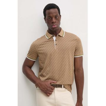 Michael Kors polo de bumbac culoarea maro, modelator