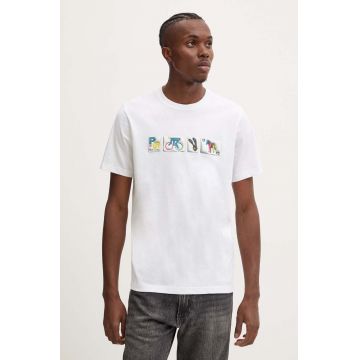 PS Paul Smith tricou din bumbac barbati, culoarea alb, cu imprimeu, M2R.011R.NP4805