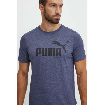 Puma tricou barbati, culoarea albastru marin, cu imprimeu, 586736