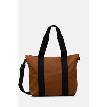 Rains geanta Tote Bag Mini W3 culoarea maro, 14160-63