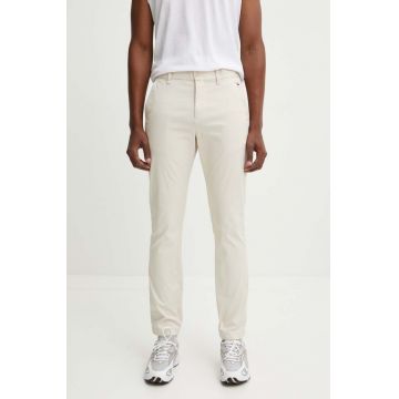 Tommy Jeans pantaloni barbati, culoarea bej, cu fason chinos, DM0DM19486