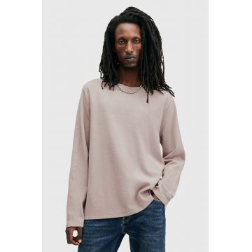 AllSaints longsleeve din bumbac ROWE culoarea bej, neted, M027JB