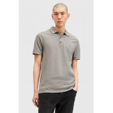 AllSaints polo de bumbac REFORM culoarea gri, neted, M075PB