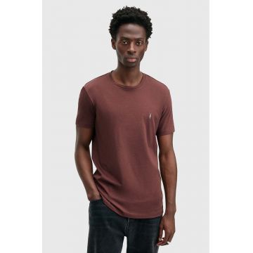 AllSaints tricou din bumbac TONIC barbati, culoarea bordo, neted, M028JB