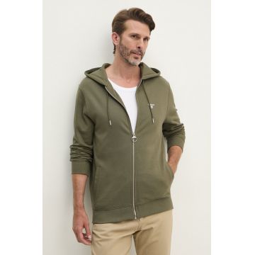 Barbour hanorac de bumbac barbati, culoarea verde, cu glugă, melanj, MOL0649