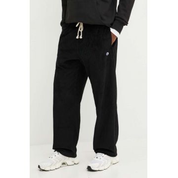 Champion pantaloni de catifea cord culoarea negru, drept, 219293