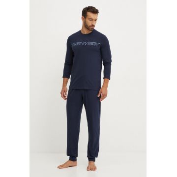 Emporio Armani Underwear pijama barbati, culoarea albastru marin, cu imprimeu, 112033 4F516