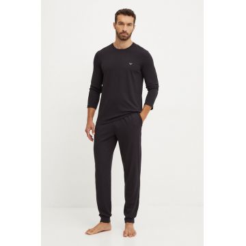 Emporio Armani Underwear pijama barbati, culoarea negru, neted, 111789 4F720