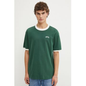 Hollister Co. tricou din bumbac barbati, culoarea verde, cu imprimeu, KI323-4041