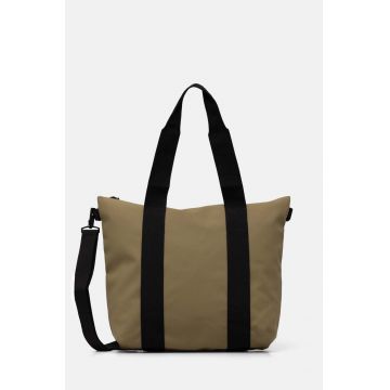 Rains geanta Tote Bag Mini W3 culoarea verde, 14160-44