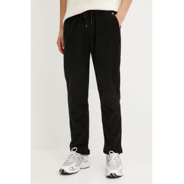 Tommy Jeans pantaloni de catifea cord culoarea negru, mulata, DM0DM19493