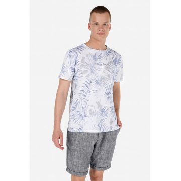 Tricou din bumbac cu model tropical