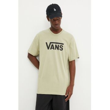 Vans tricou din bumbac barbati, culoarea verde, cu imprimeu, VN000GGGDAU1