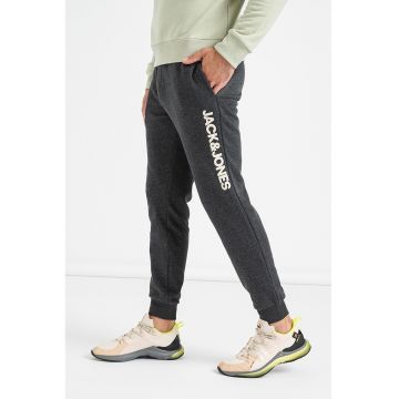 Pantaloni de trening din amestec de bumbac cu imprimeu logo lateral