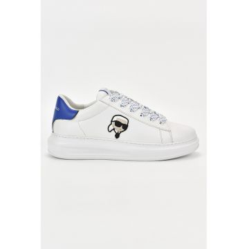 Pantofi sport din piele cu aplicatie cu Karl Lagerfeld