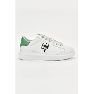 Pantofi sport din piele cu aplicatie cu Karl Lagerfeld