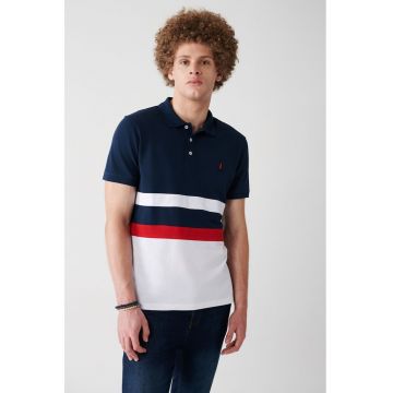 Tricou polo de bumbac cu model colorblock