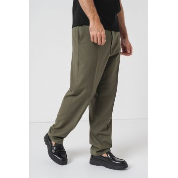 Pantaloni relaxed fit din amestec de lana cu buzunare oblice