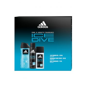 Set Cadou Barbati Ice Dive: Deodorant Natural Spray 75 ml+ Deodorant Body Spray 150 ml + Gel De Dus 250 ml