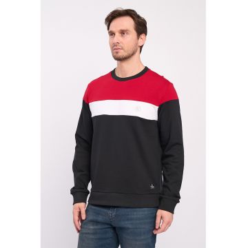 Bluza de trening colorblock cu decolteu la baza gatului