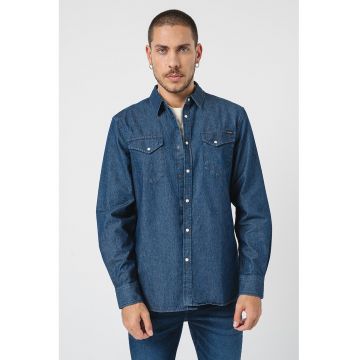 Camasa de denim cu buzunare pe piept