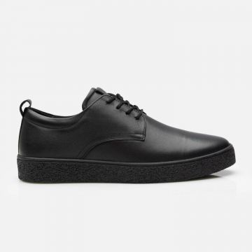 Pantofi casual din piele naturală, bărbați - 804 Negru Box