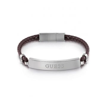 Bratara Men In Guess piele JUMB01346JWSTBWT-U - Argintiu - Maro