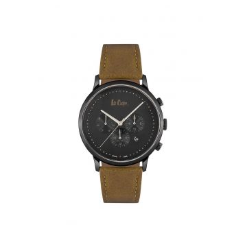 Ceas barbatesc - Elegant - Otel/Piele - 44 mm - Maro