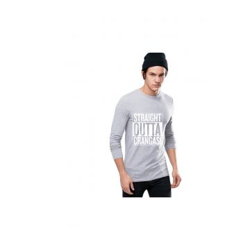 Bluza barbati gri cu text - Straight Outta Crangasi