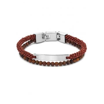 Bratara Elliott Tiger's Eye Brown Nylon Beaded Bracelet JOF00953040 - Argintiu - Maro