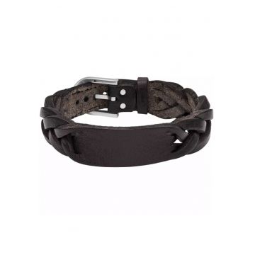 Bratara Heritage Braided Black Leather JF04125040 - Argintiu - Negru