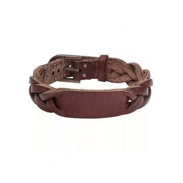 Bratara Heritage Braided Brown Leather JF04126200 - Maro