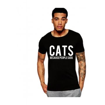 Tricou negru barbati - Cats