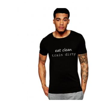 Tricou negru barbati - Eat Clean Train Dirty