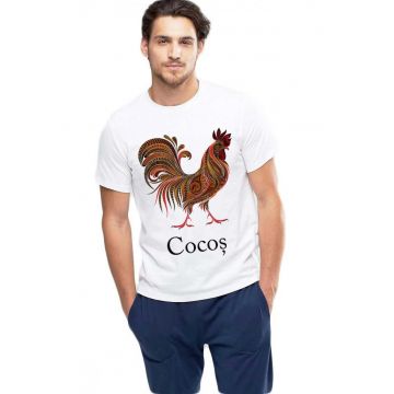 Tricou barbati alb - Cocos