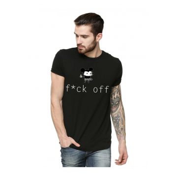 Tricou barbati negru - f*ck off Mickey Mouse