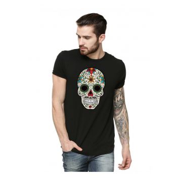 Tricou barbati negru - Sugar Skull Colorful