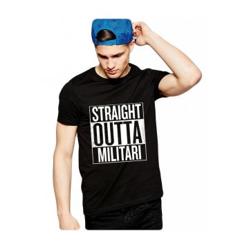 Tricou negru barbati - Straight Outta Militari