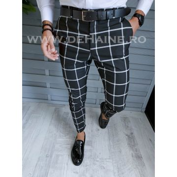 Pantaloni barbati eleganti negri in carouri B1612 P18-6.1