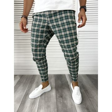 Pantaloni barbati eleganti verzi in carouri B8790 O3-1.1